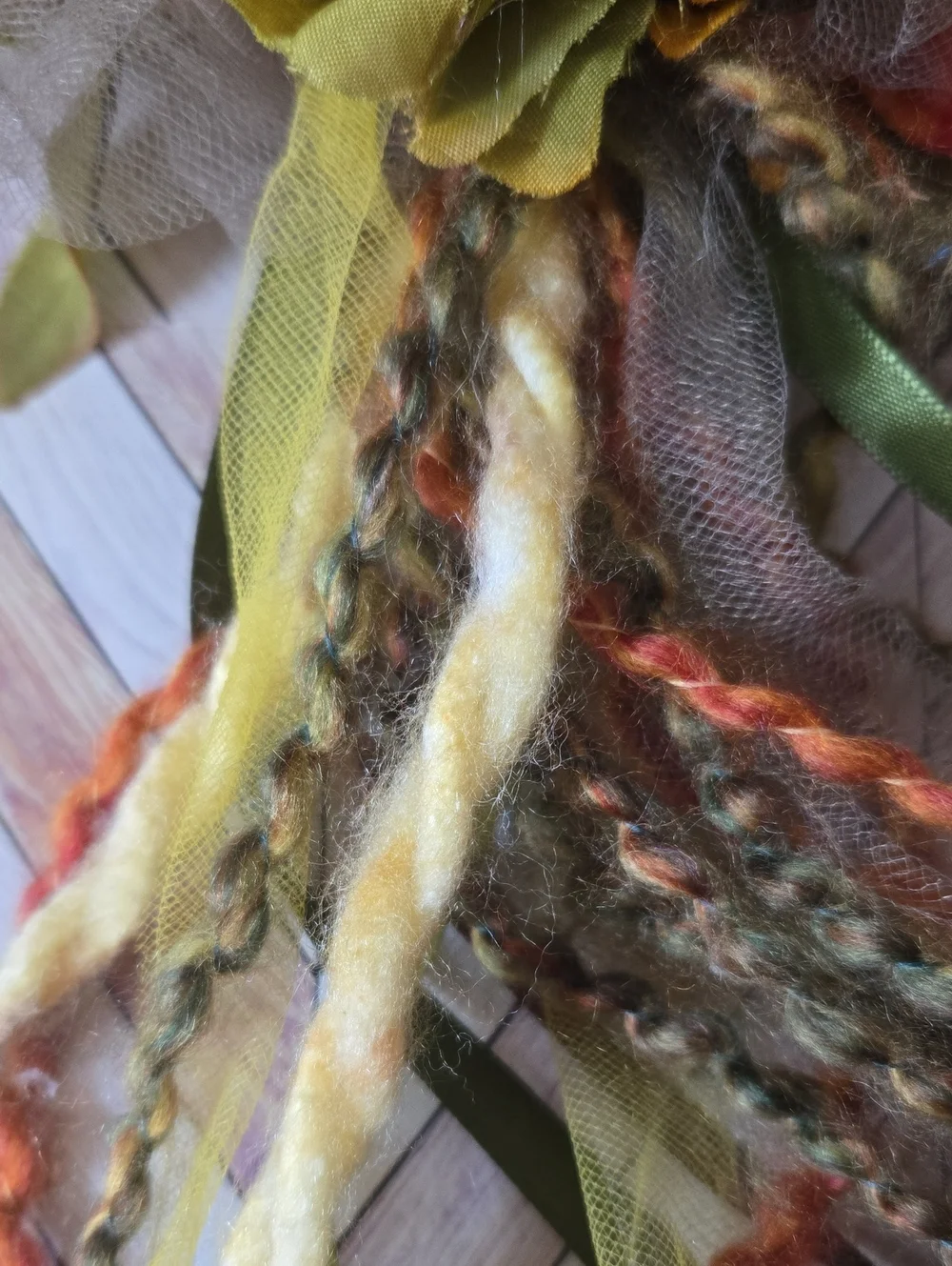 ​Boho Floral Crown Headpiece Festival Ribbon Yarn Woodland Fairy Renaissance